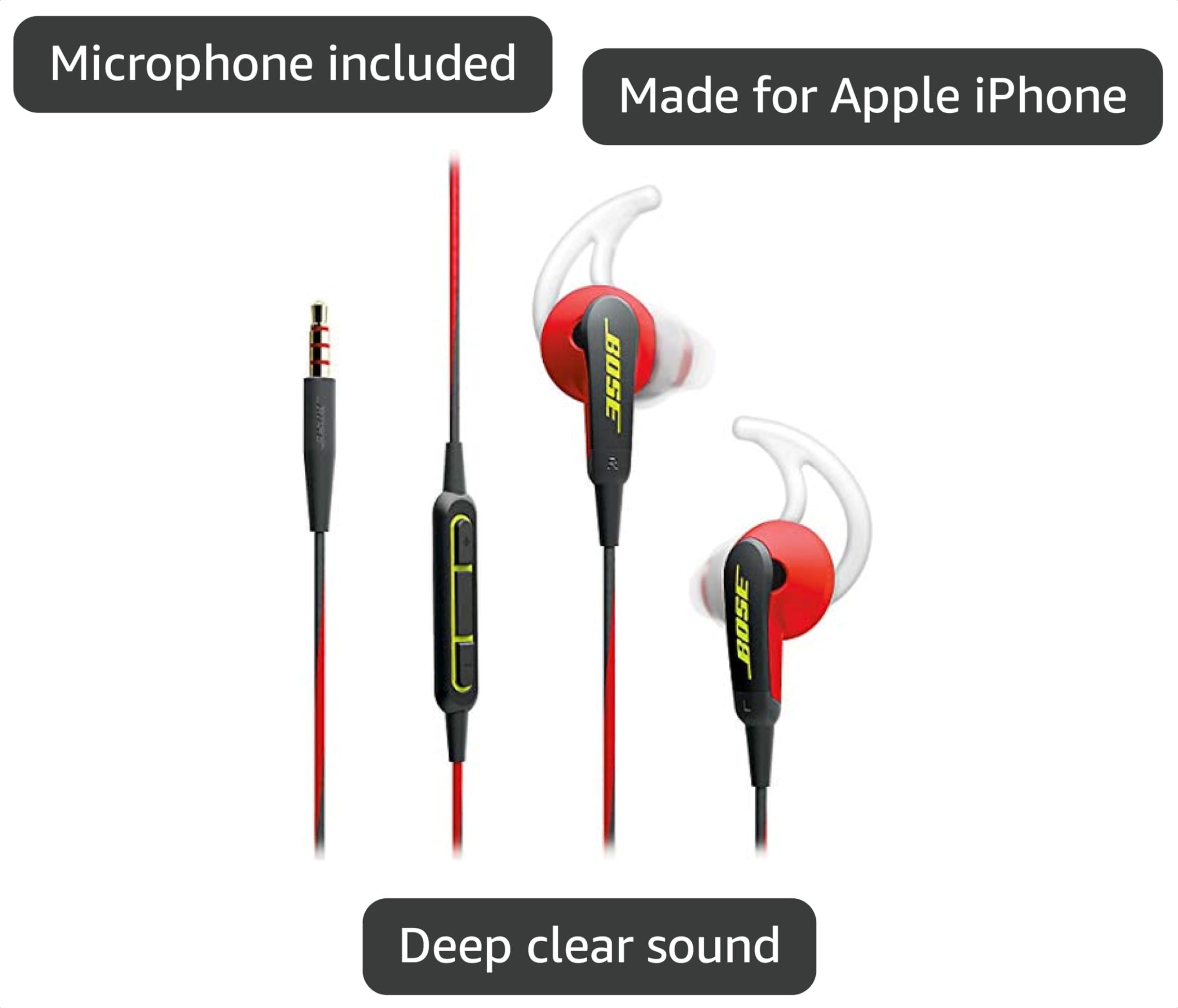 Amazon.com: Bose SoundSport In-Ear Headphones w/Mic (Apple) (Red